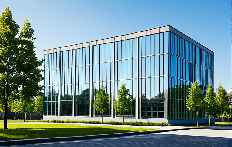 현대건축물 유리 건축물 단점 보완 - Modern Office Building with Low-E Glass**

"A modern office building featuring large windows made of...