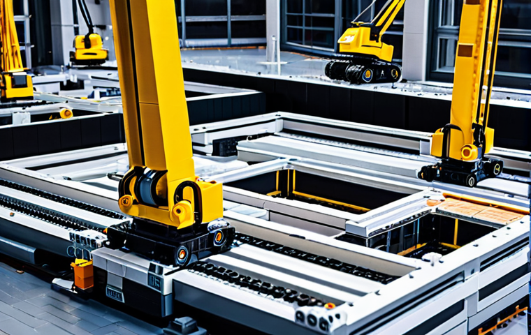 현대건축물 모듈러 건축 - **Prompt:** A dynamic, high-angle shot of a modern urban construction site at dawn. Several large, f...